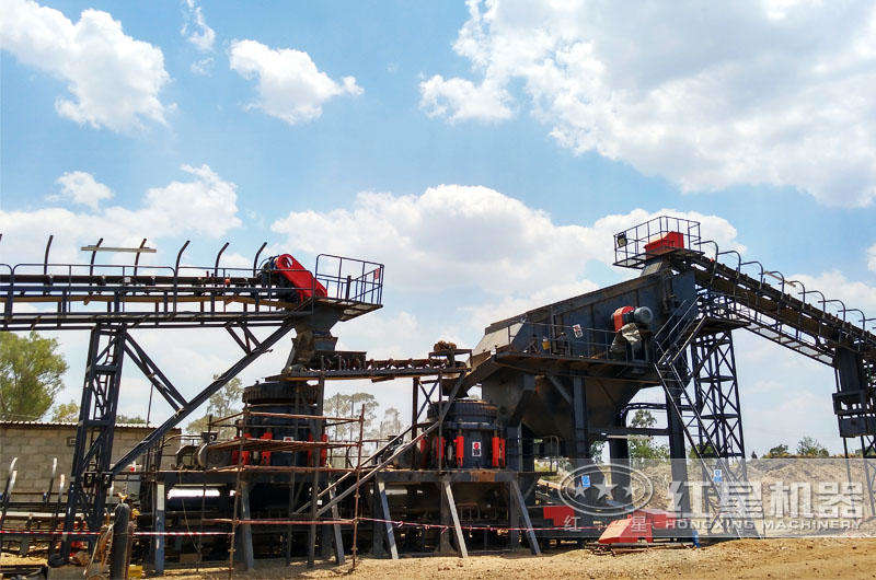 時產600噸液壓圓錐破現場，成品粒形好看